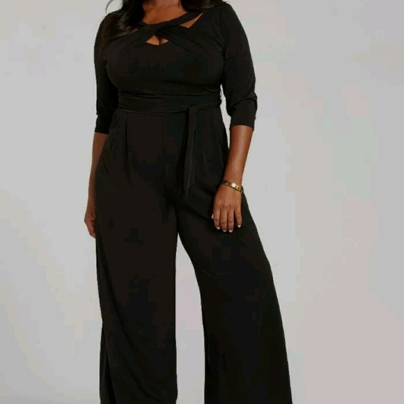 belted black jumpsuit